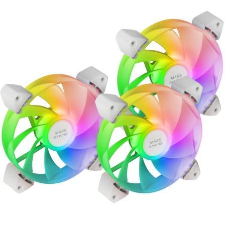 Mars Gaming Kit 3 Ventiladores MF-3ARW ARGB Blanco 120mm Aspas Invertidas